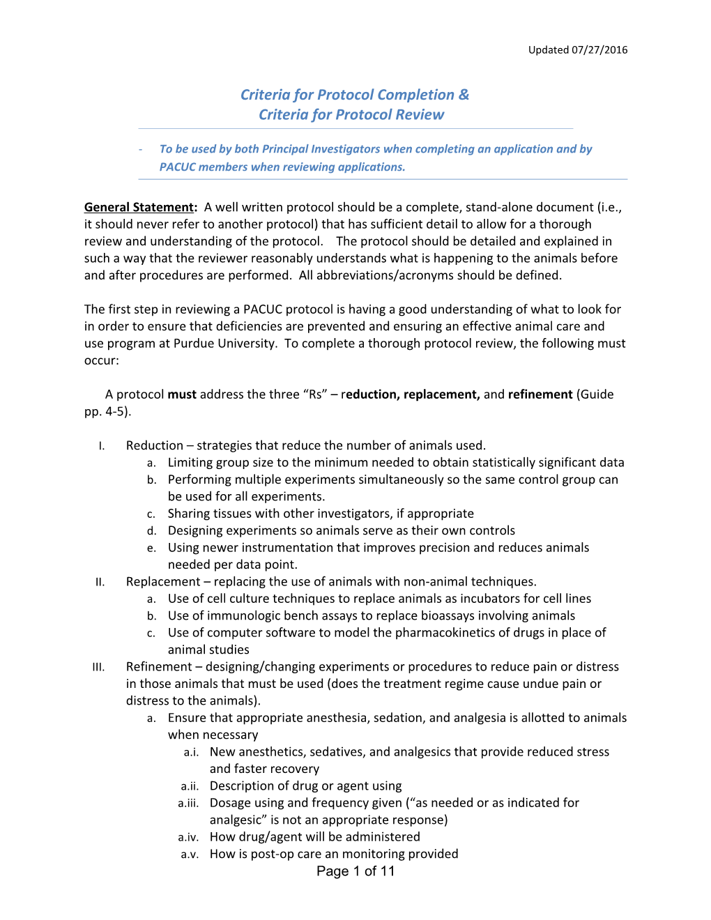 Criteria for Protocol Completion &