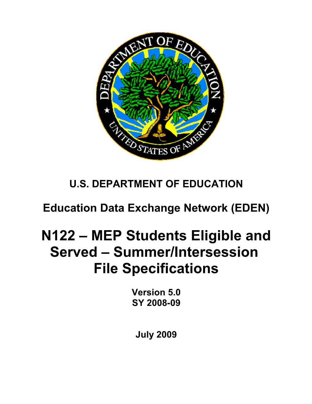 N122 MEP Students Eligible and Served Summer/Intersession File Specifications (MS Word)