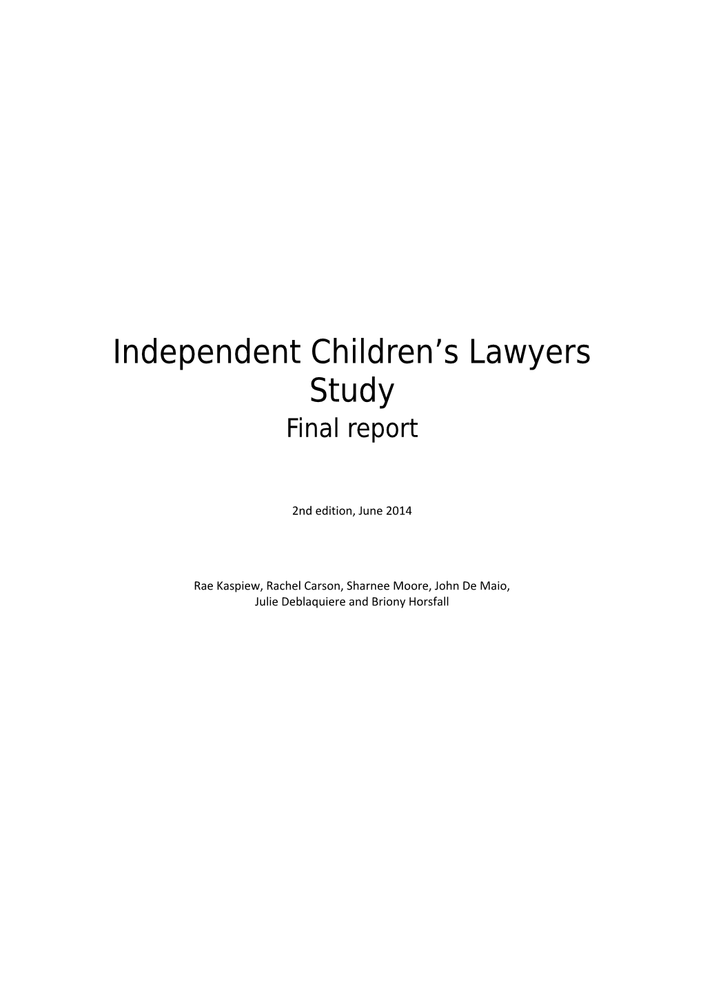 Independent Children S Lawyers Study Final Report