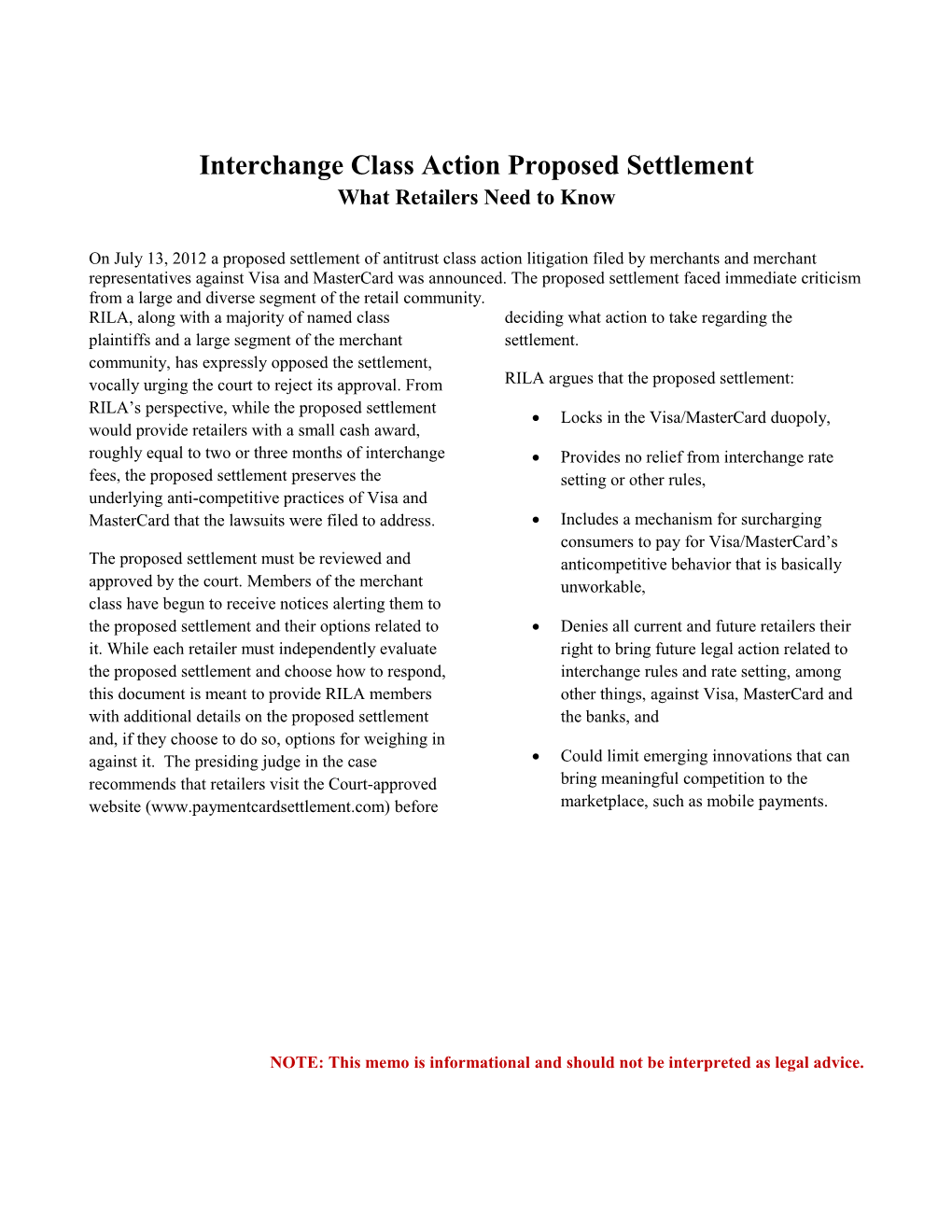 Interchange Class Action Proposed Settlement What Retailers Need to Know
