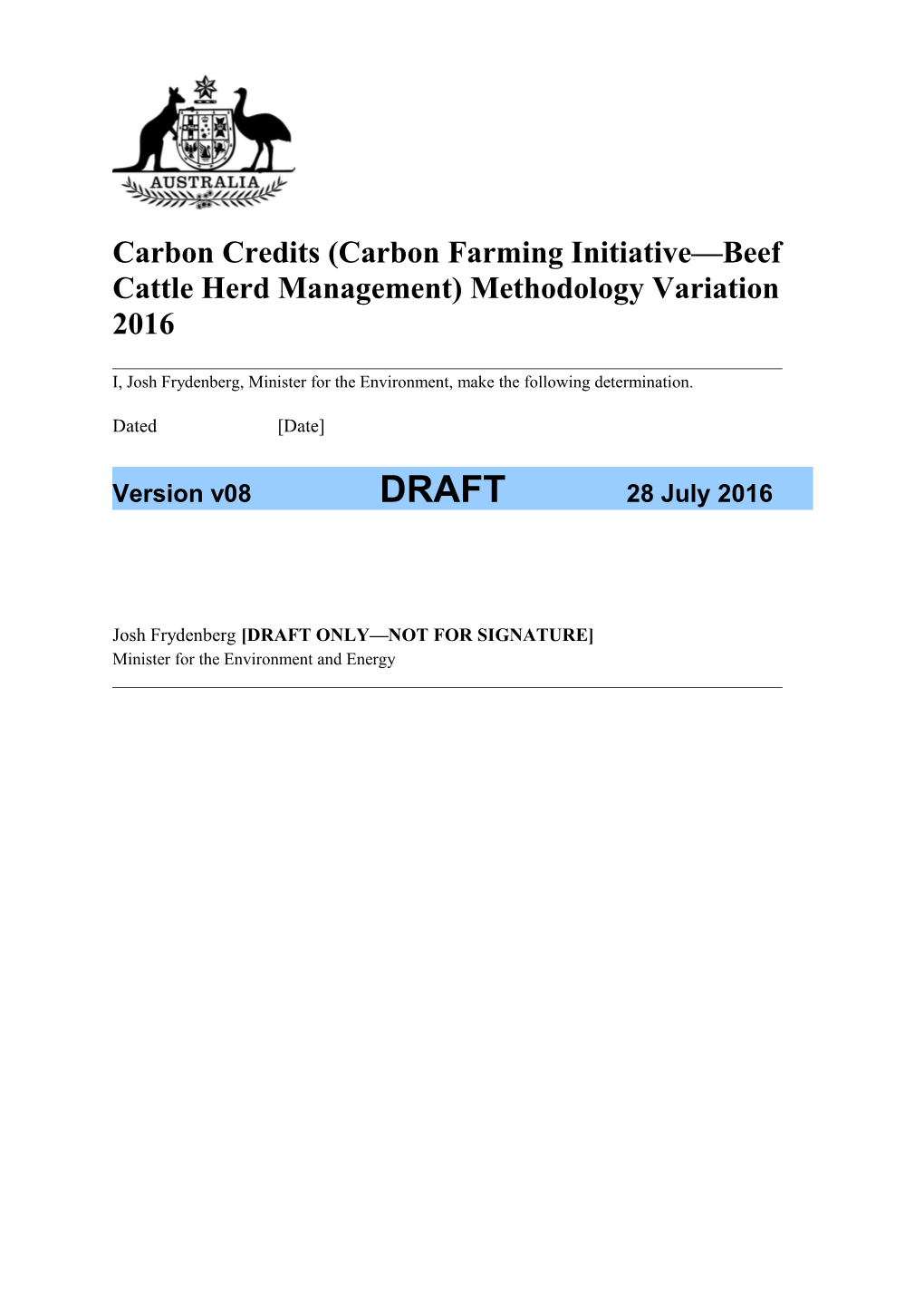 Carbon Credits (Carbon Farming Initiative Beef Cattle Herd Management) Methodology Variation