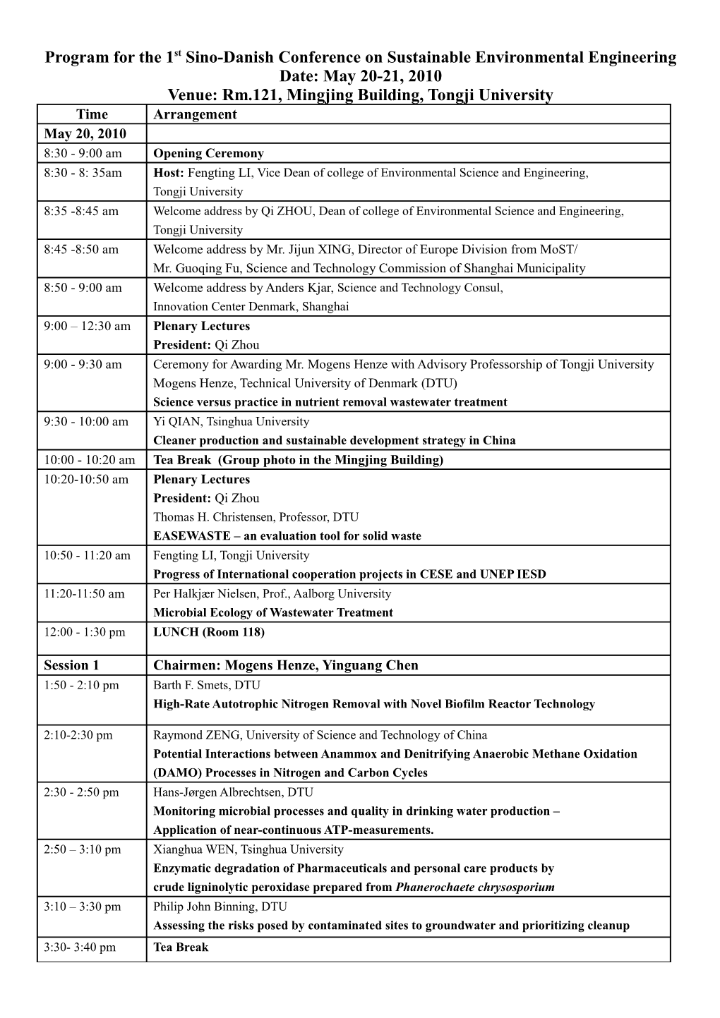 Sino-Danish Joint Conference on Sustainable Environmental Engineering