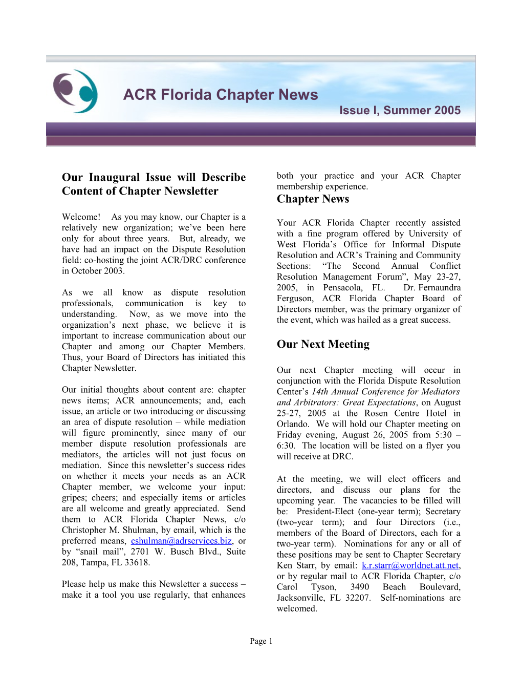 ACR Florida Chapter News