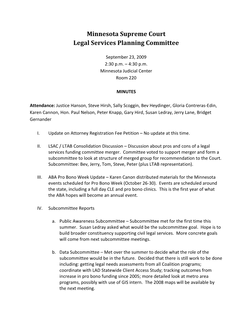 Legal Services Planning Committee