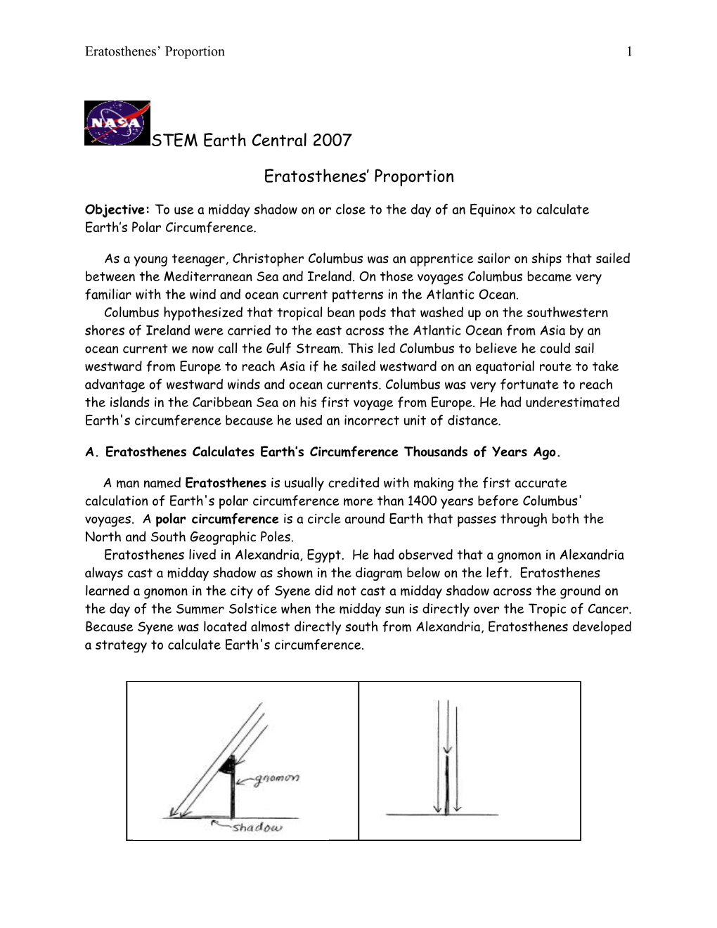 Calculate Your Latitude and Earth's Circumference