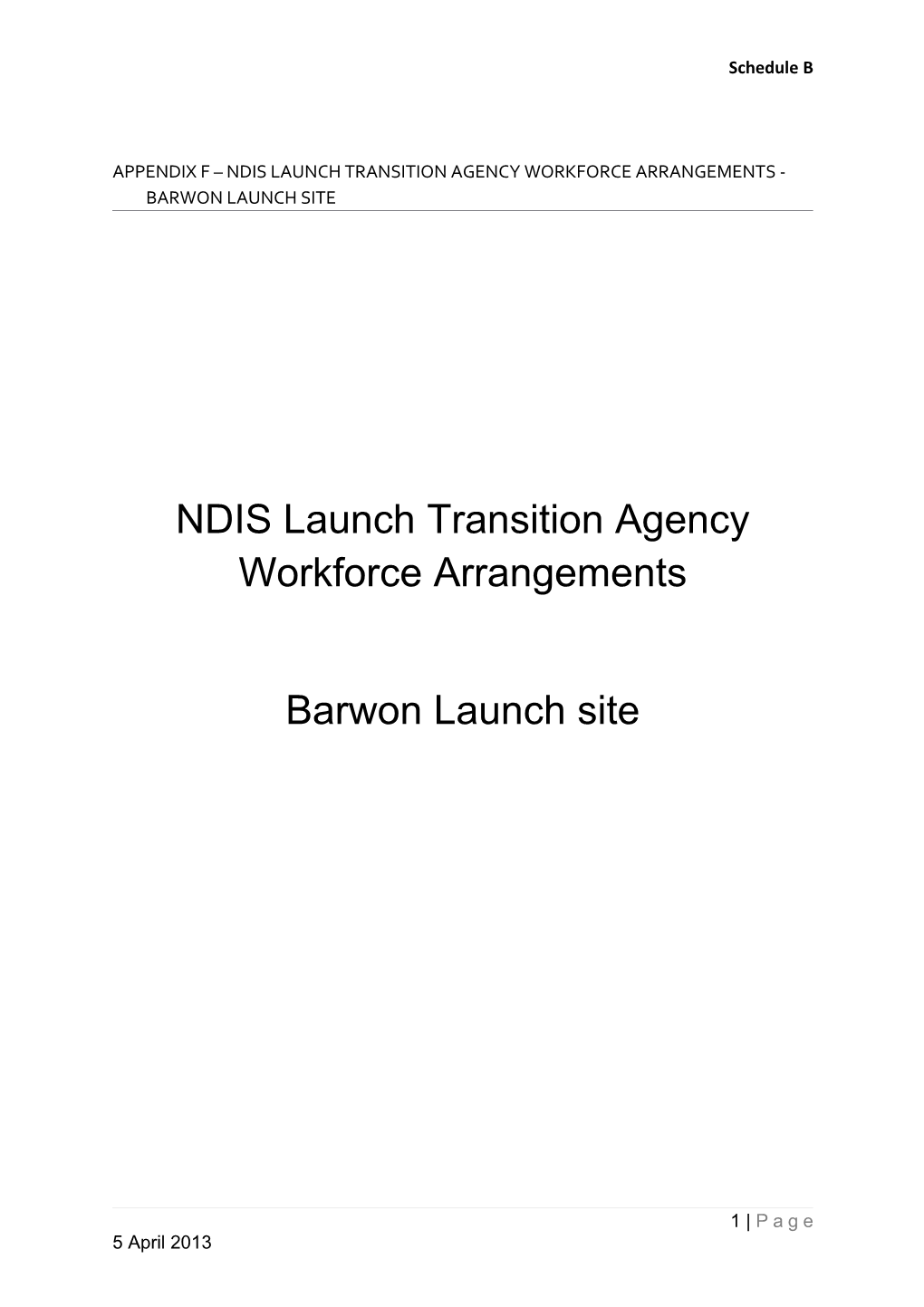 NDIS Launch Transition Agency Workforce Arrangements