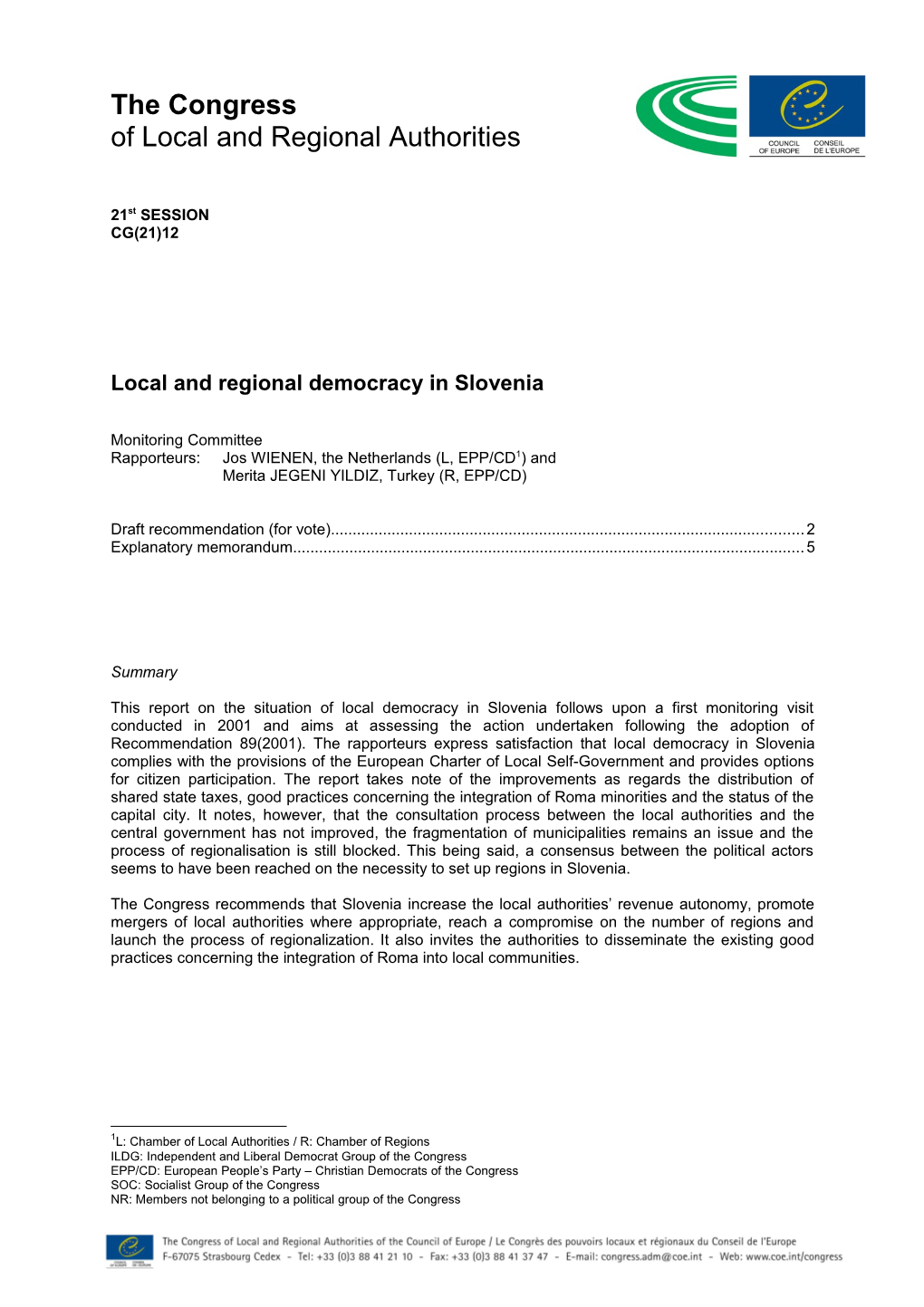 Local and Regional Democracy in Slovenia