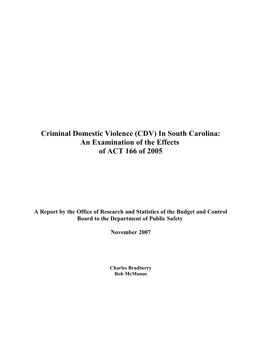 Criminal Domestic Violence (CDV) in South Carolina