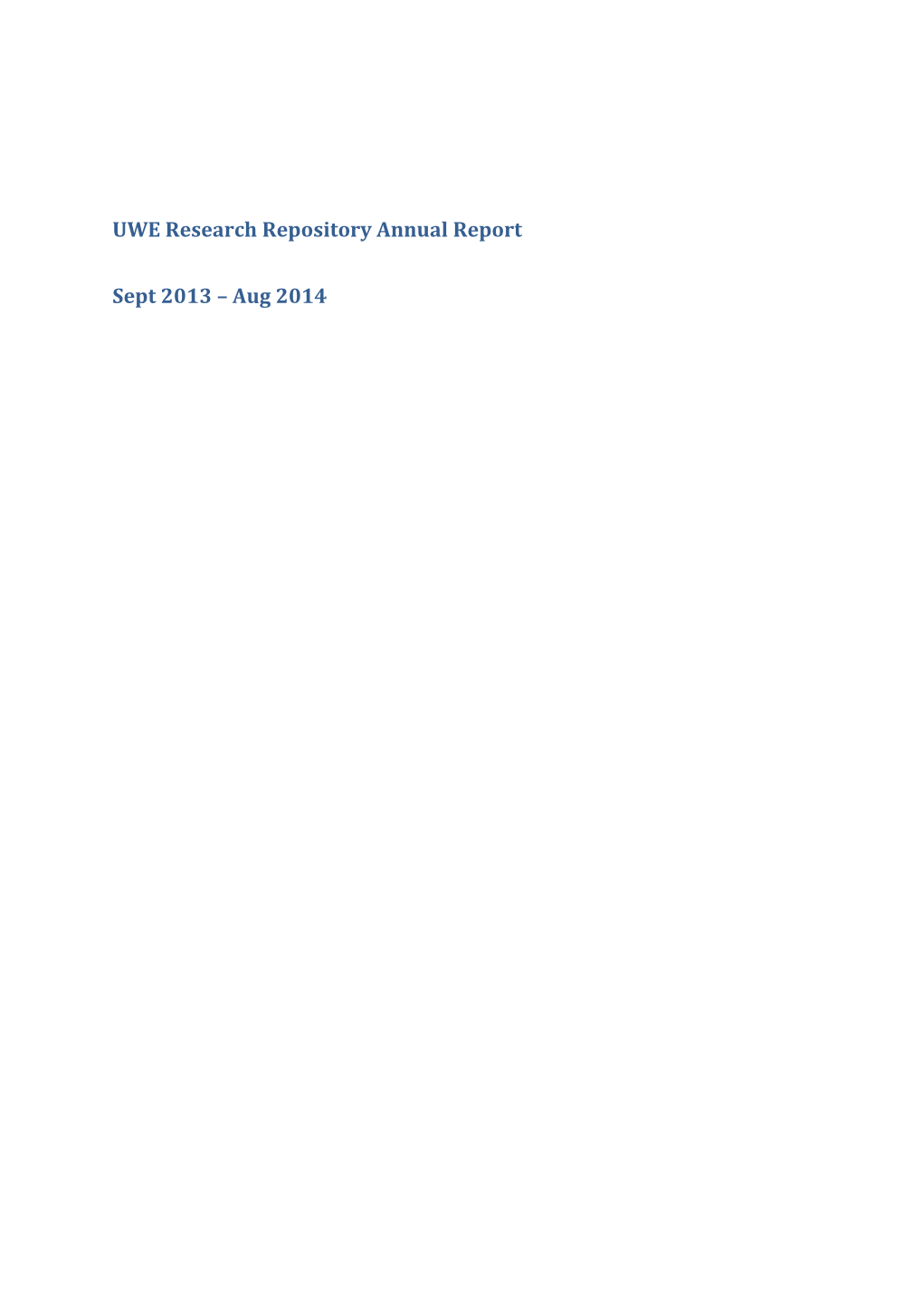 UWE Research Repository Annual Report