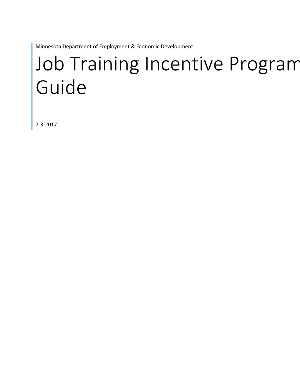 Job Training Incentive Program Guide