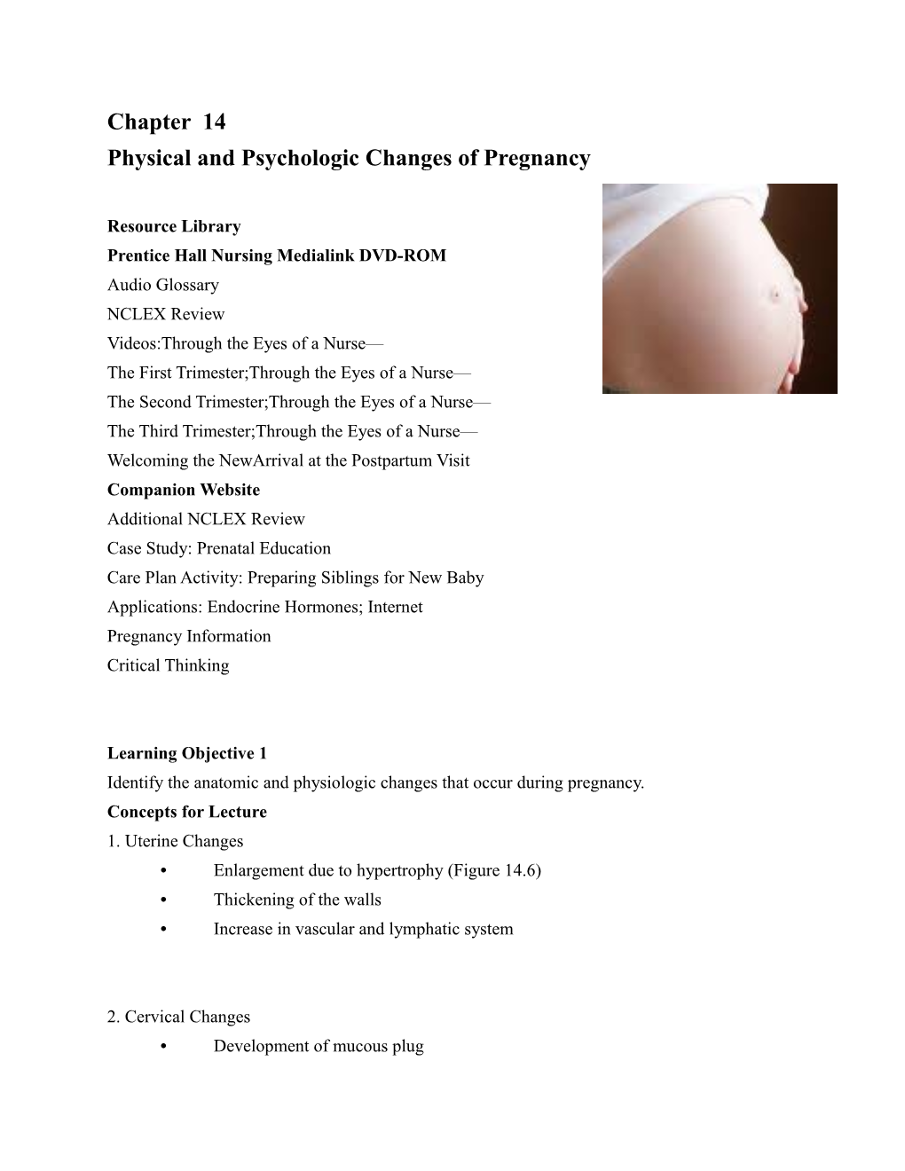 Physical and Psychologic Changes of Pregnancy