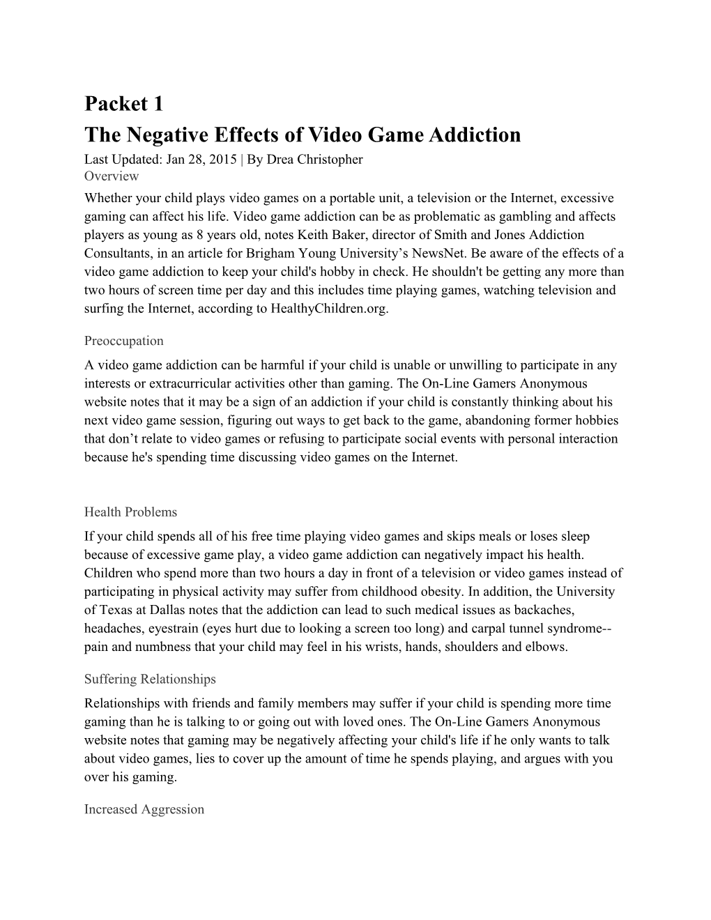 The Negative Effects of Video Game Addiction