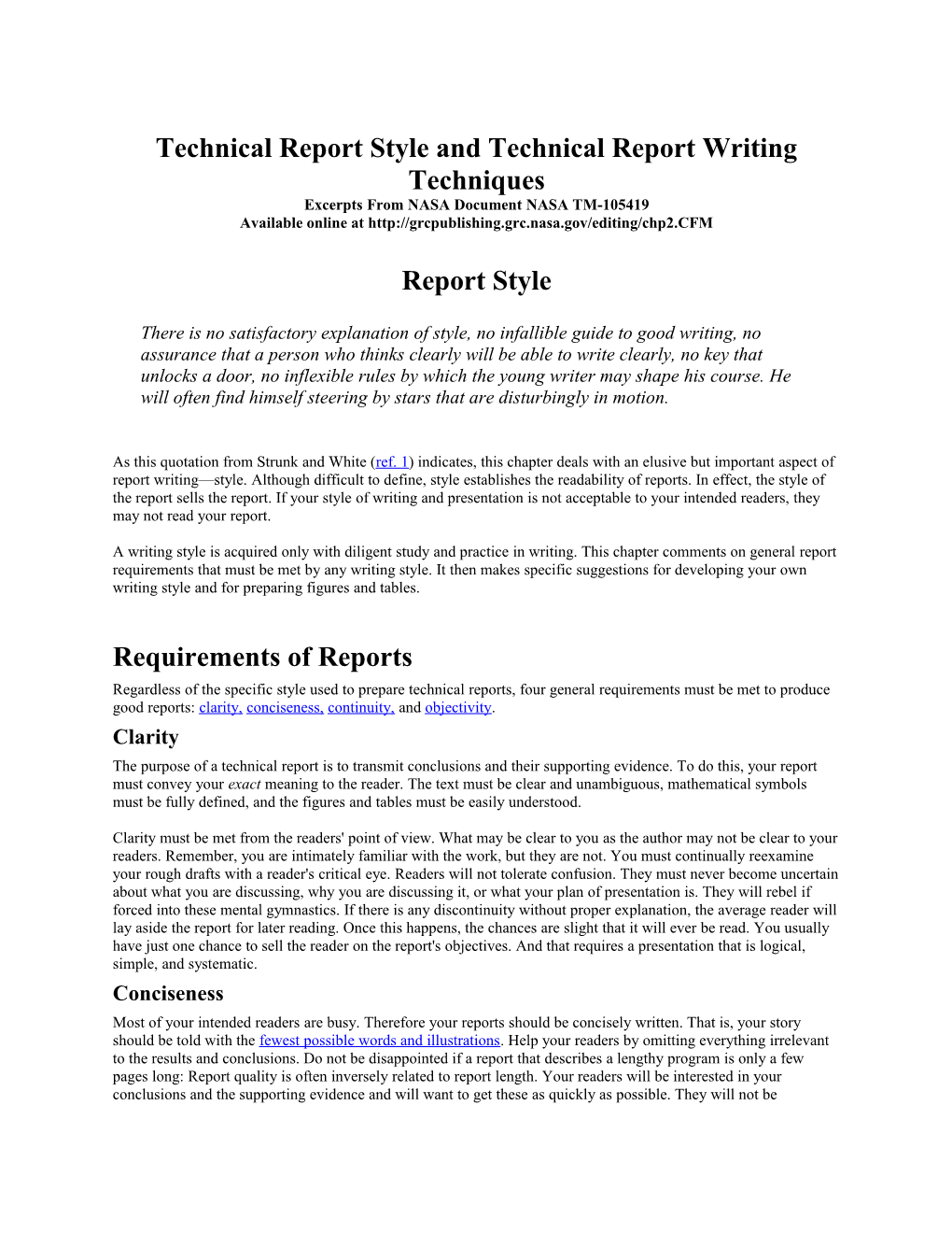 Technical Report Style and Technical Report Writing Techniques