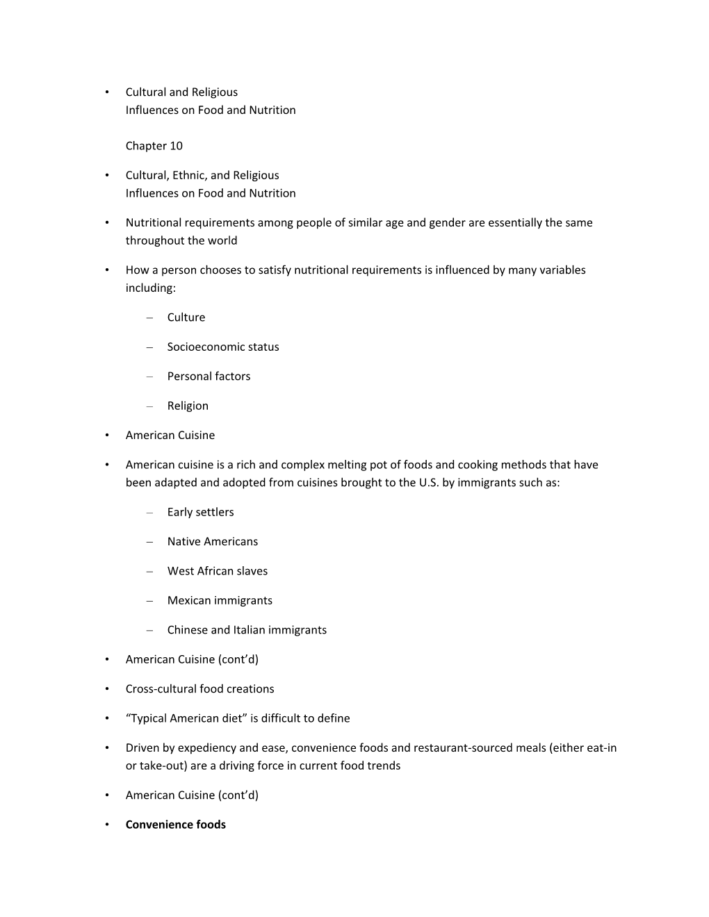 Cultural and Religious Influences on Food and Nutrition Chapter 10