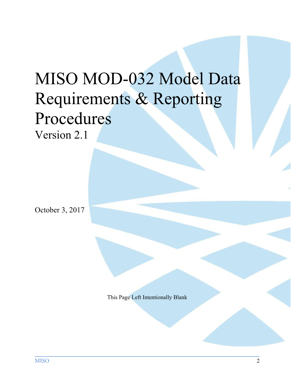 MOD-032 Model Data Requirements and Reporting Procedures