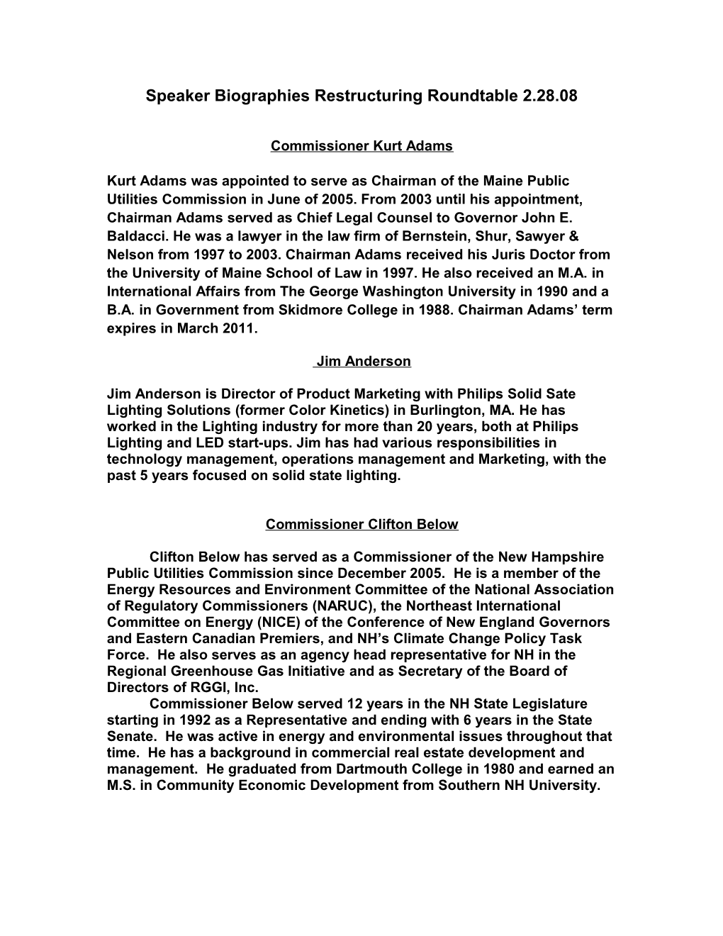 Speaker Biographies Restructuring Roundtable2.28.08