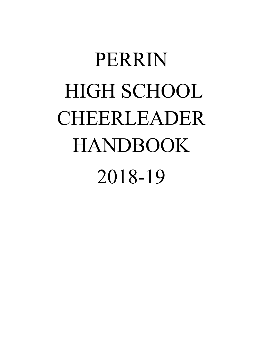 Perrin High School Cheerleading Handbook 2018