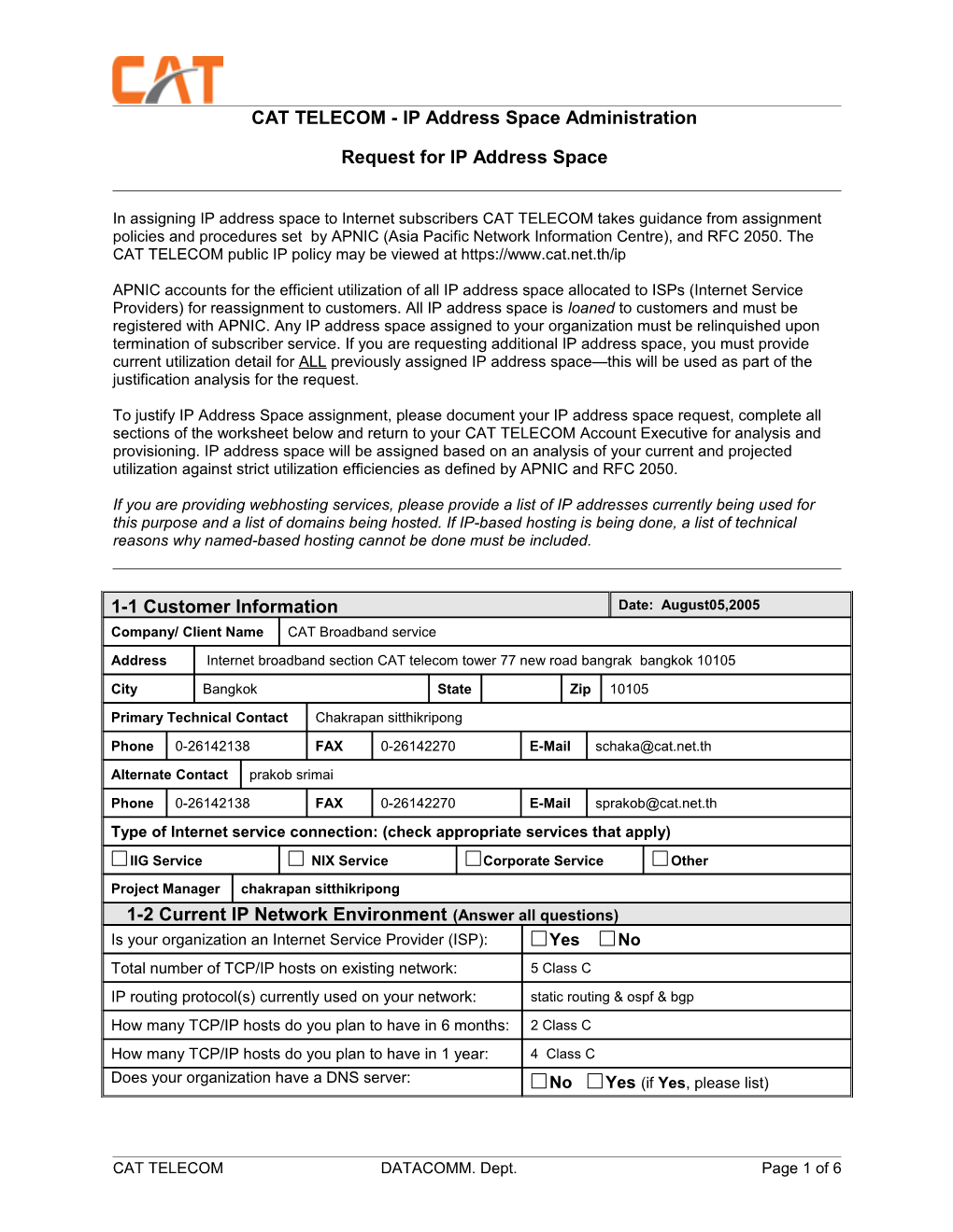 NTT/VERIO IPJ - IP Address Space Administration V2