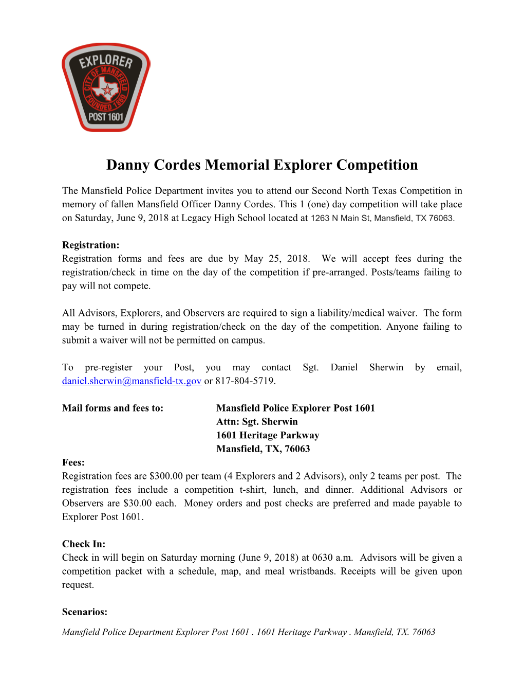 Danny Cordes Memorial Explorer Competition