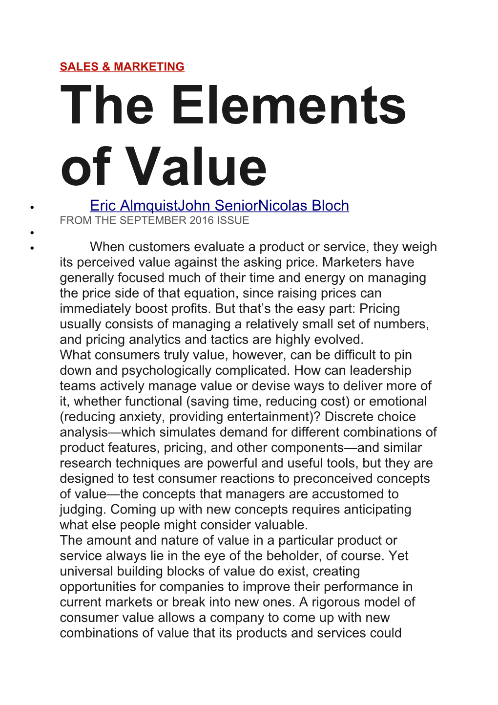 The Elements of Value