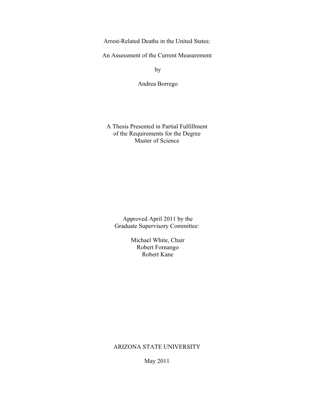 Arrest-Related Deaths in the United States