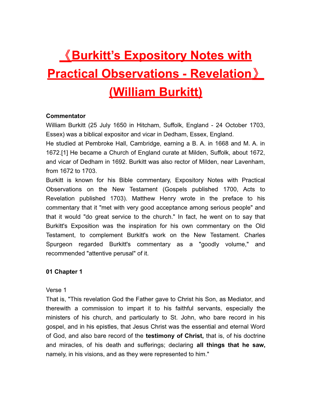 Burkitt S Expository Notes with Practical Observations-Revelation (William Burkitt)