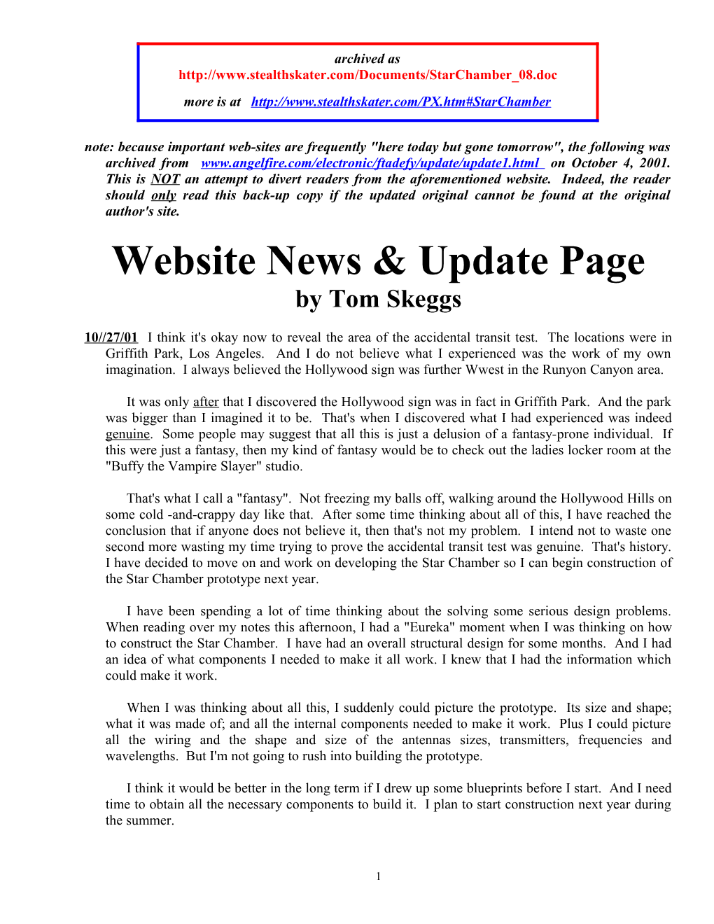 Website News & Update Page