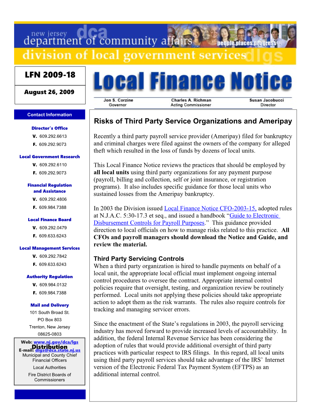 Local Finance Notice 2009-18August 26, 2009Page 1