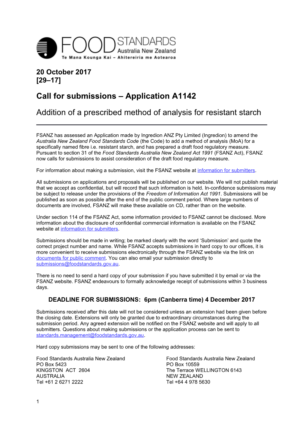 Callforsubmissions Application A1142
