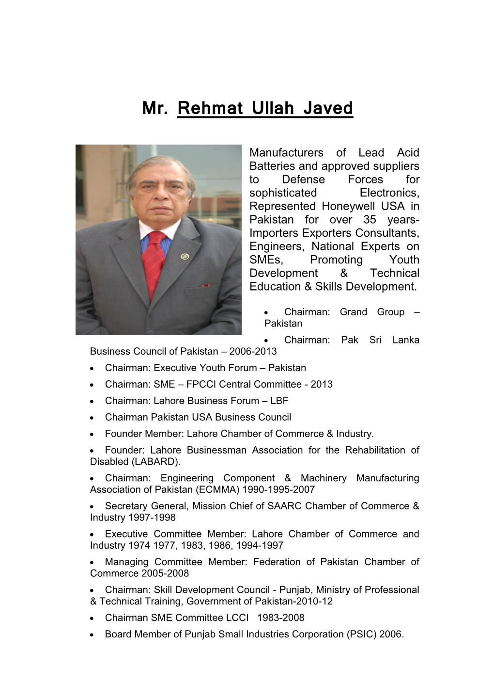 Mr. Rehmat Ullah Javed
