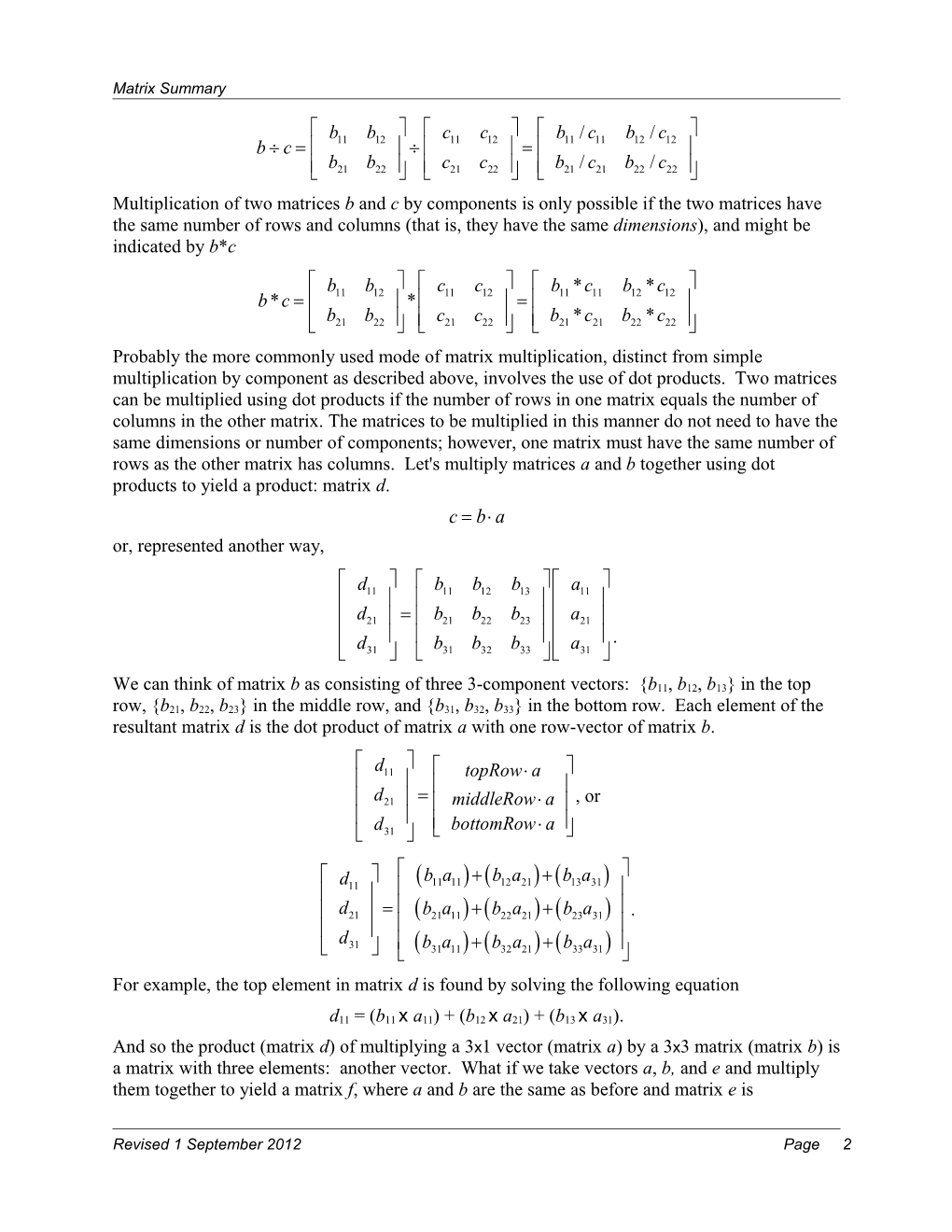 Matrices and Matrix Math
