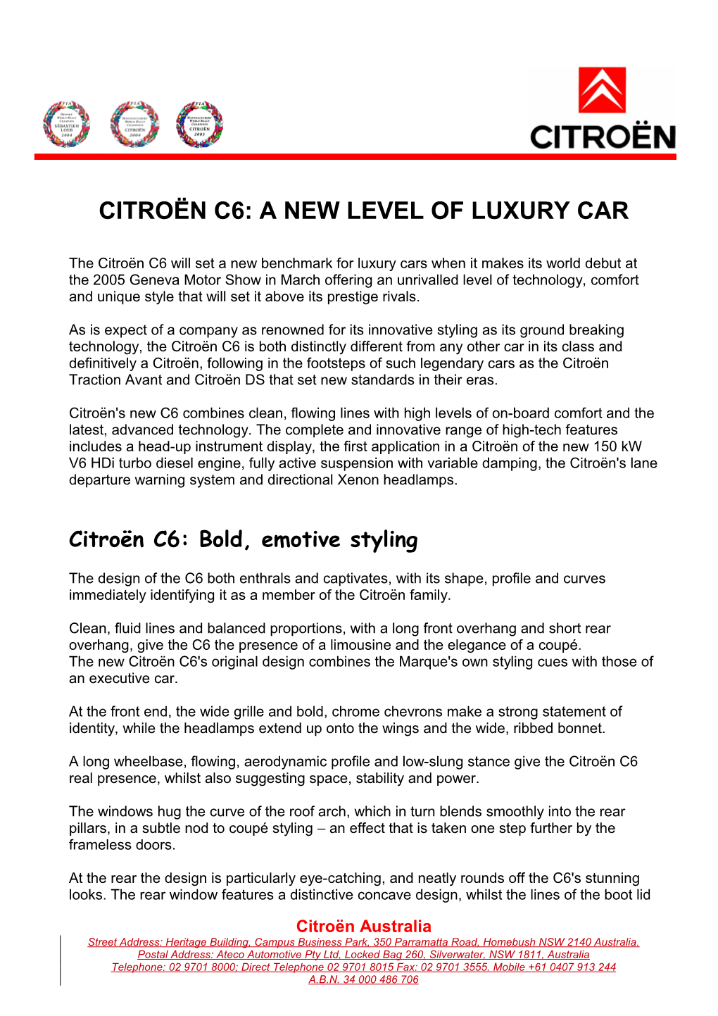 Citroën C6: a New Level of Luxury Car