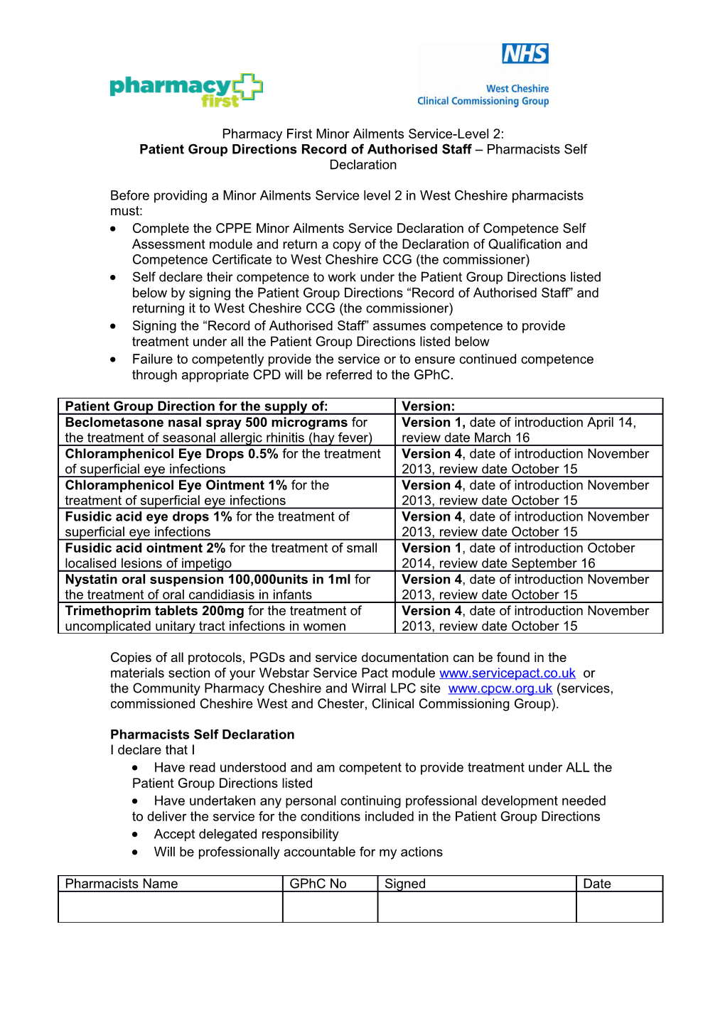 Pharmacy First Minor Ailments Service-Level 2