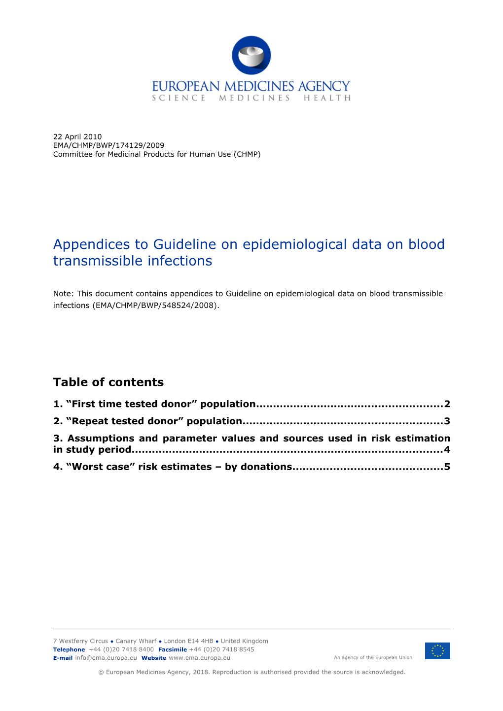 Appendices to the PMF Epidemiology Guideline Rev. 1