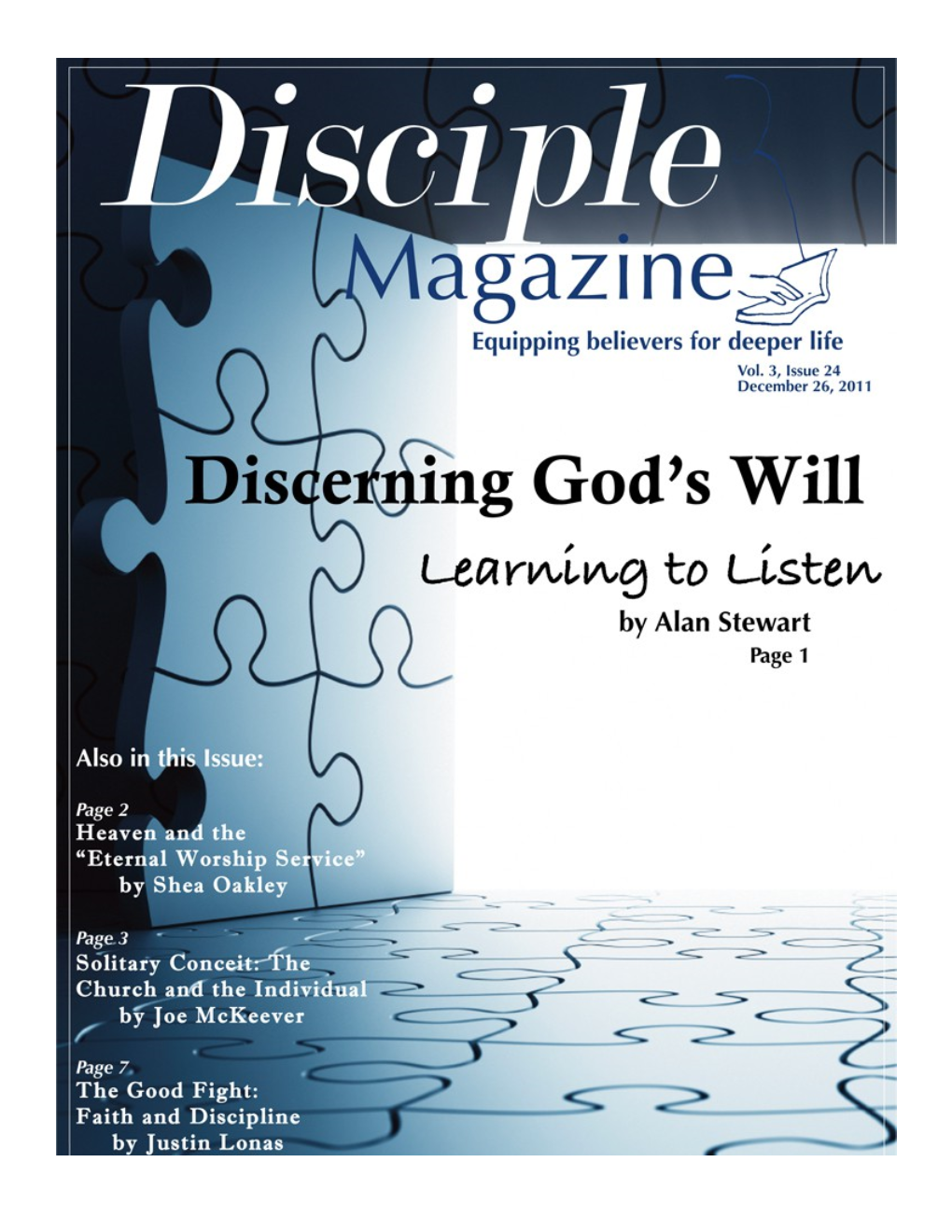 Disciple Magazine, Vol. 3, #24, 12/26/2011 Printer-Friendly Version