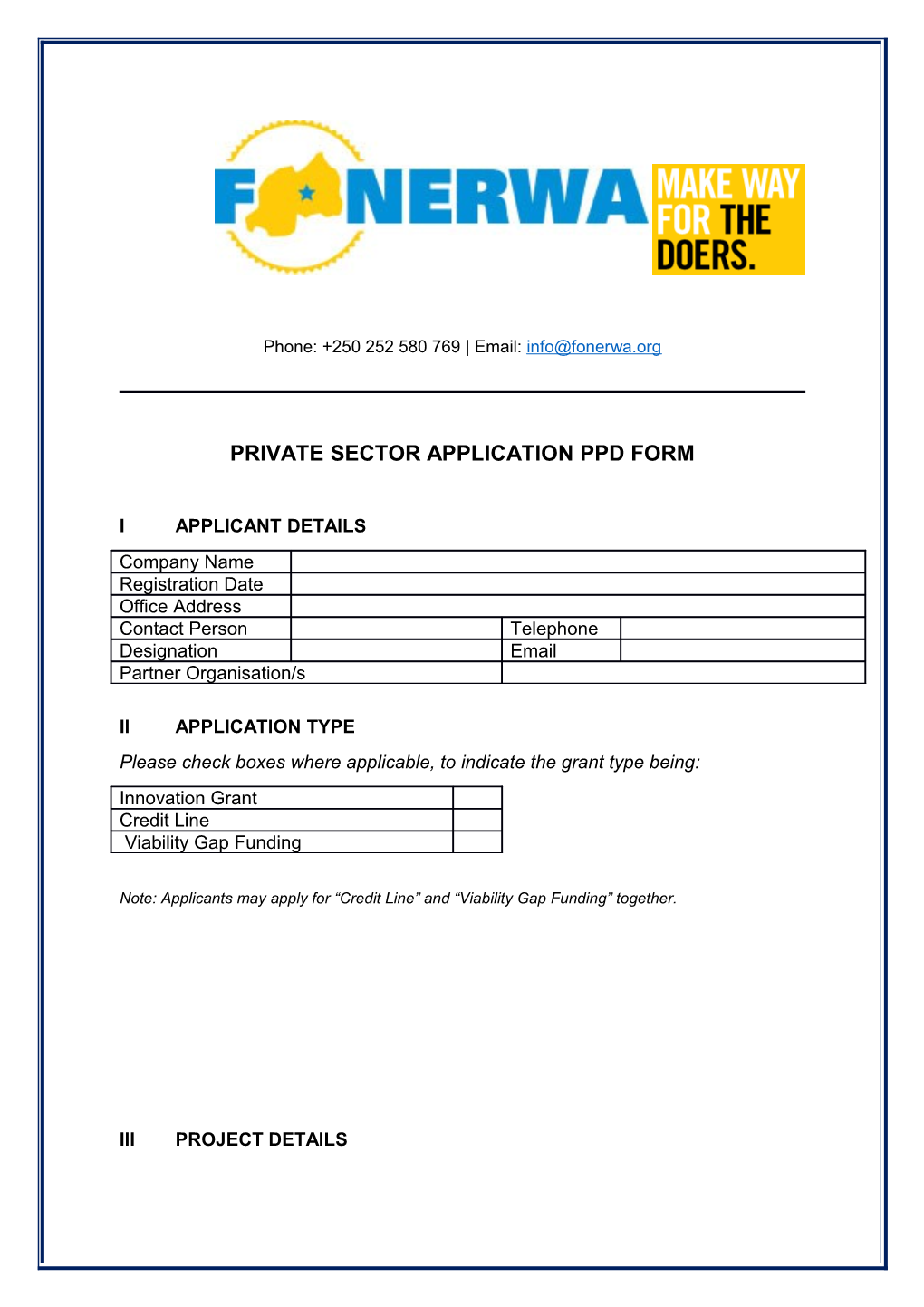 Private Sector Application Ppd Form