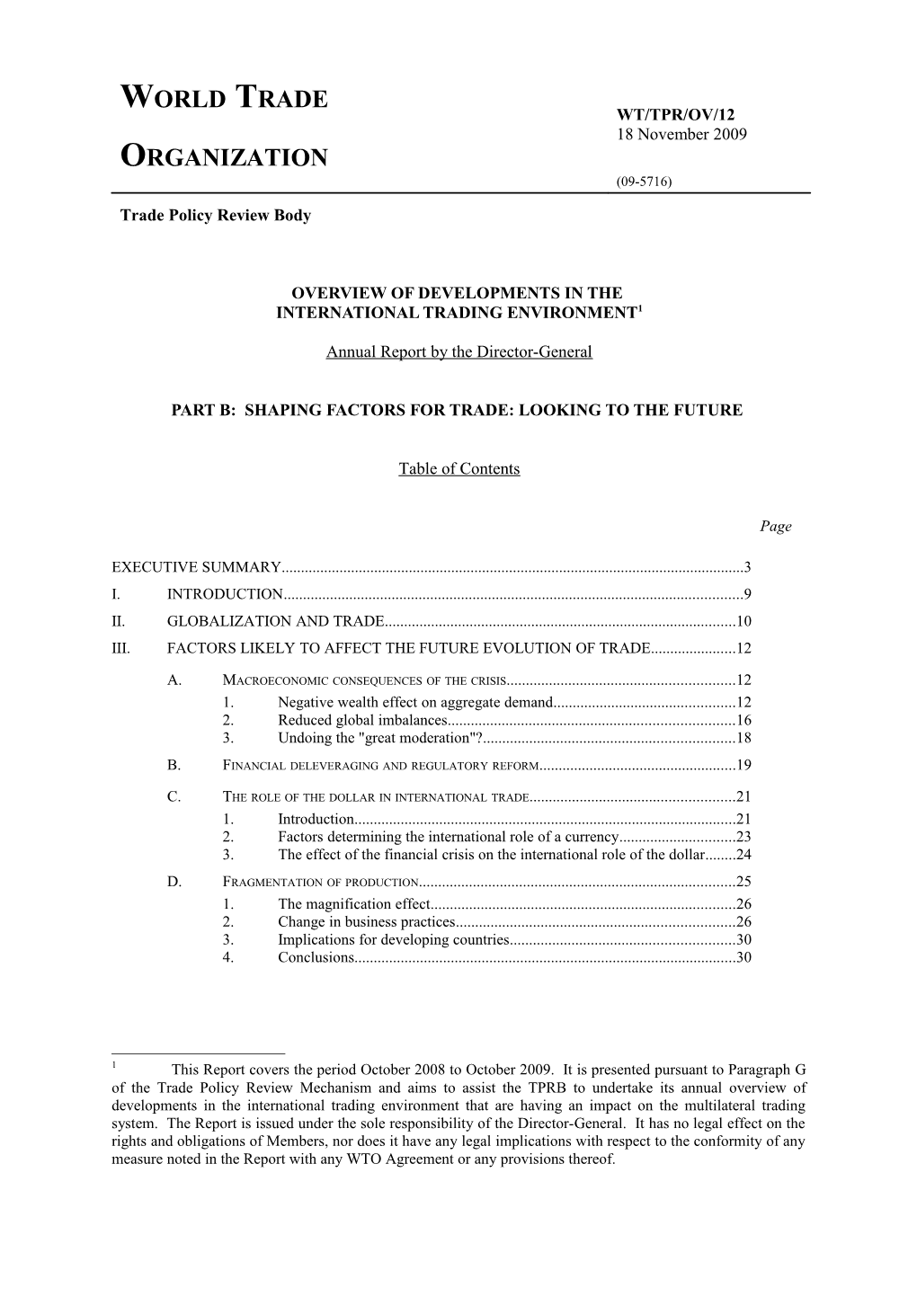 PART B: Shaping Factors for Trade: Looking to the Future