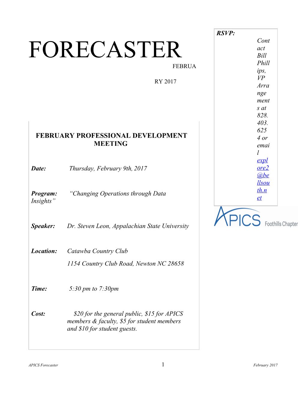 February Professional Development Meeting