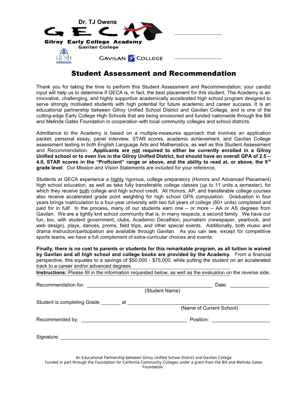 Student Assessment and Recommendation