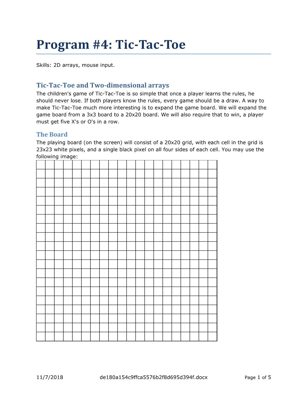 Tic-Tac-Toe and Two-Dimensional Arrays