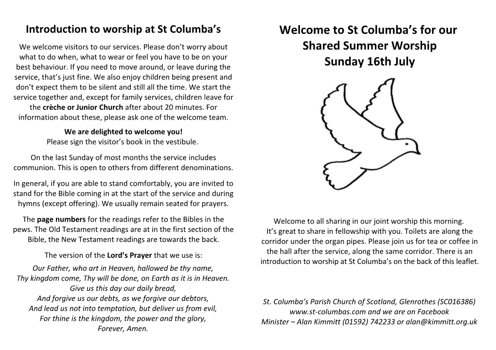 Introduction to Worship at St Columba S