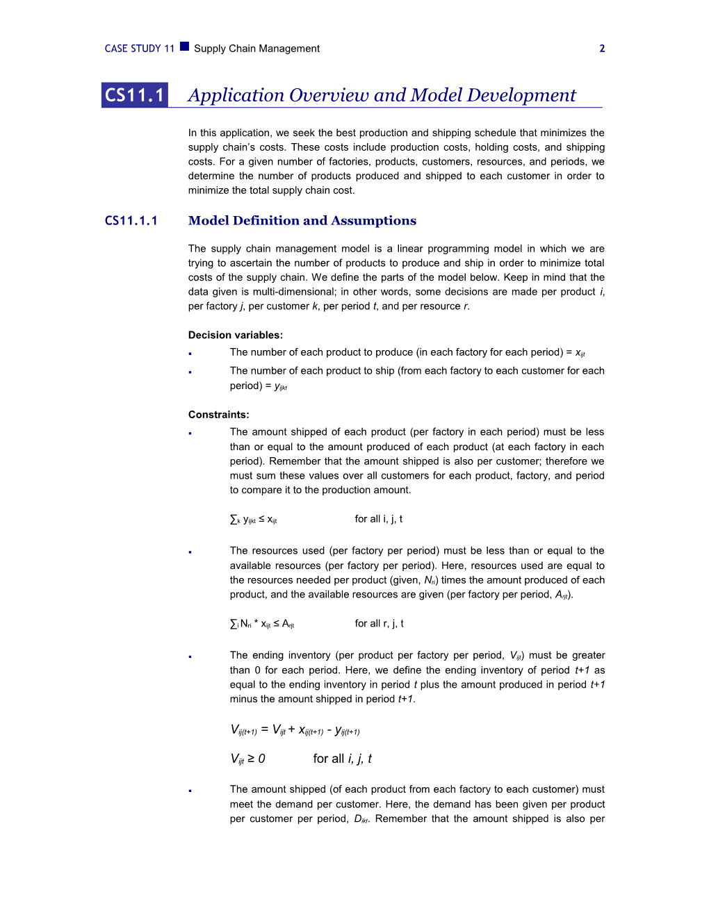 CS11.1.1Model Definition and Assumptions
