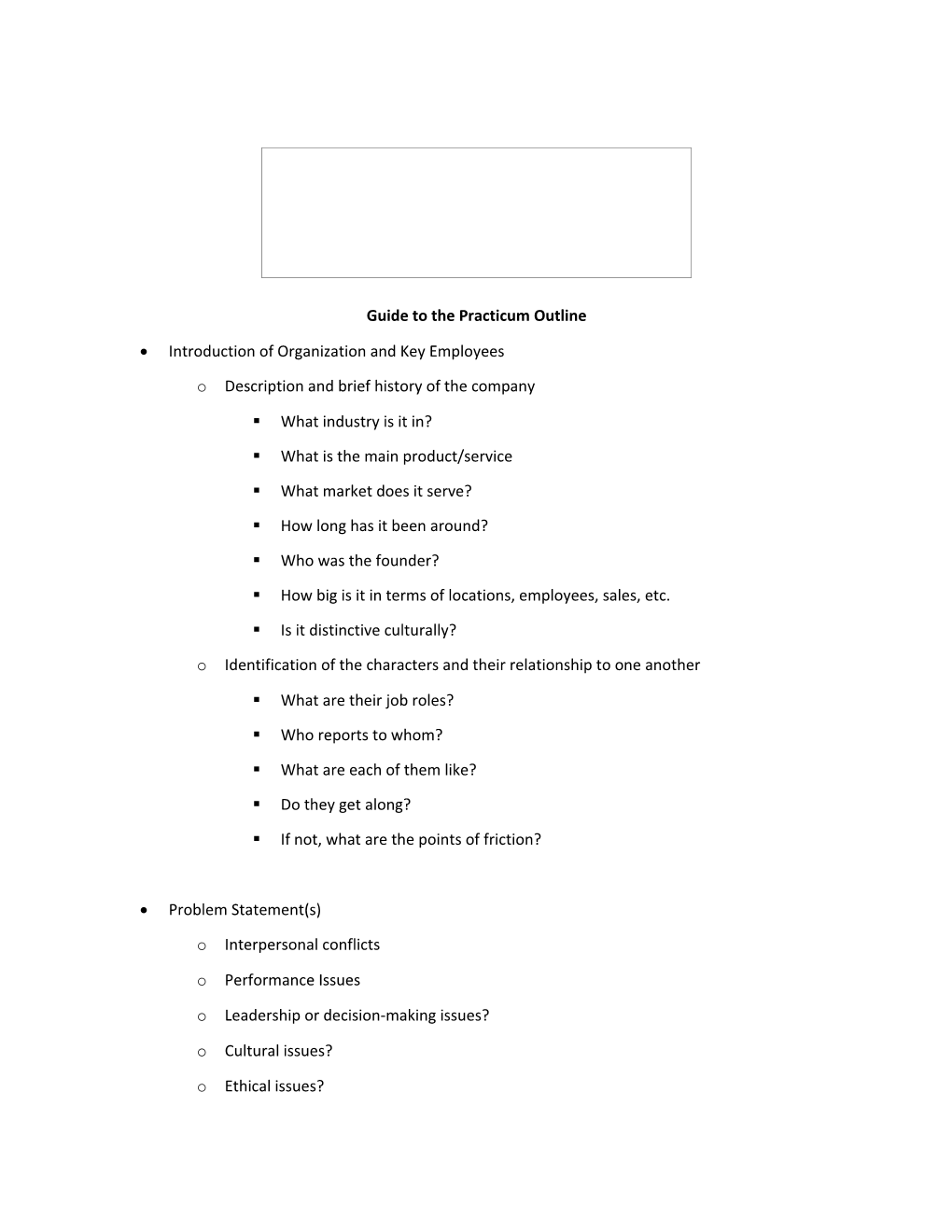Guide to the Practicum Outline