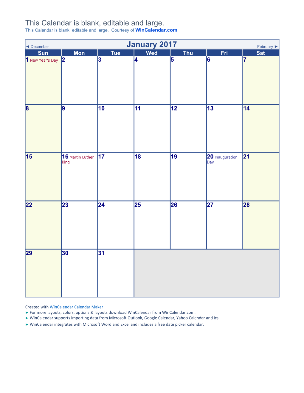June 2017 US Calendar with Holidays
