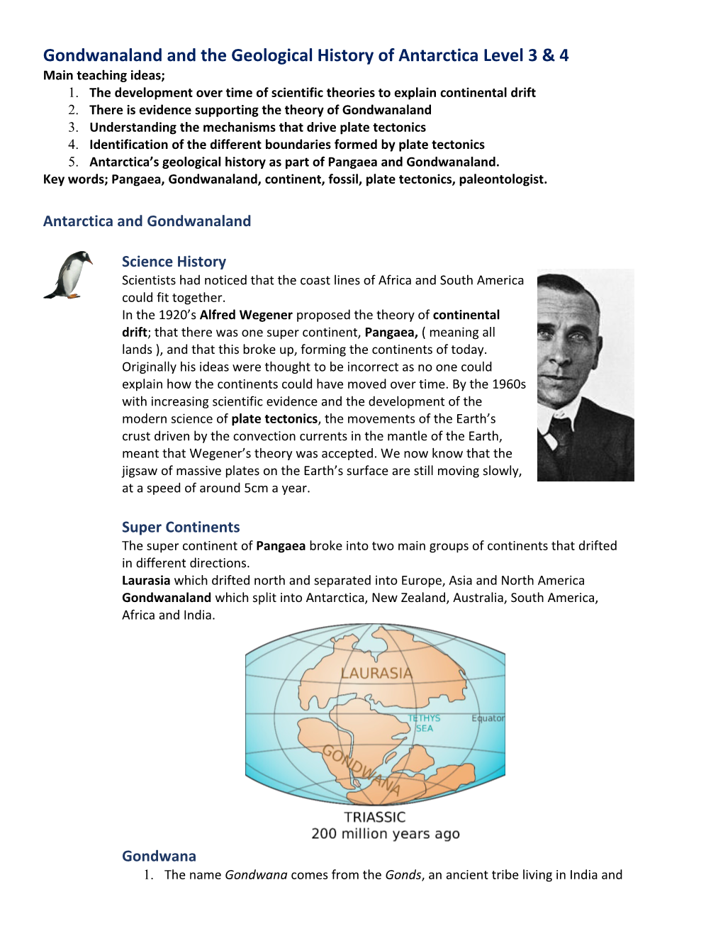 Gondwanaland and the Geological History of Antarctica Level 3 & 4