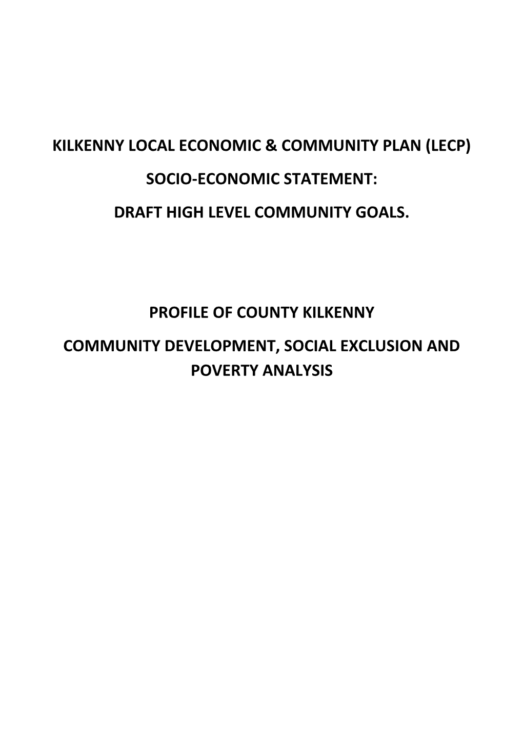 Kilkenny Local Economic & Community Plan (Lecp)