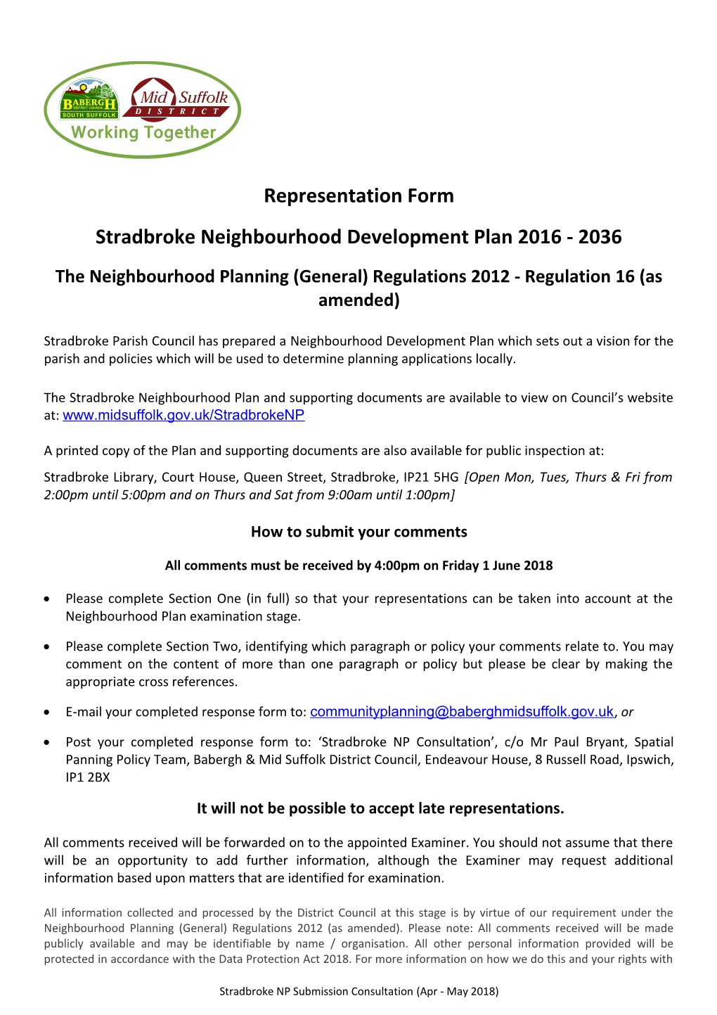 Stradbroke Neighbourhood Development Plan 2016-2036
