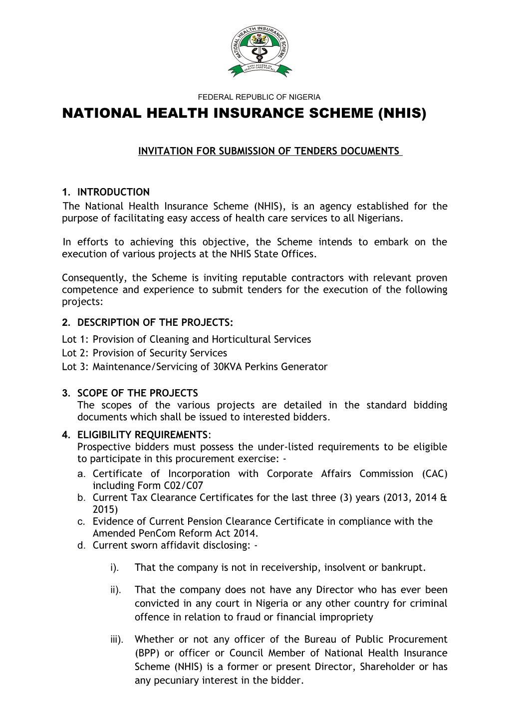 National Health Insurance Scheme (Nhis)