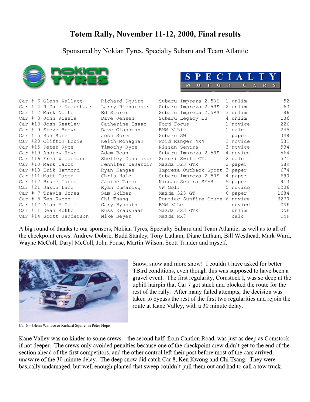 Provisional Results, All Checkpoints Entered