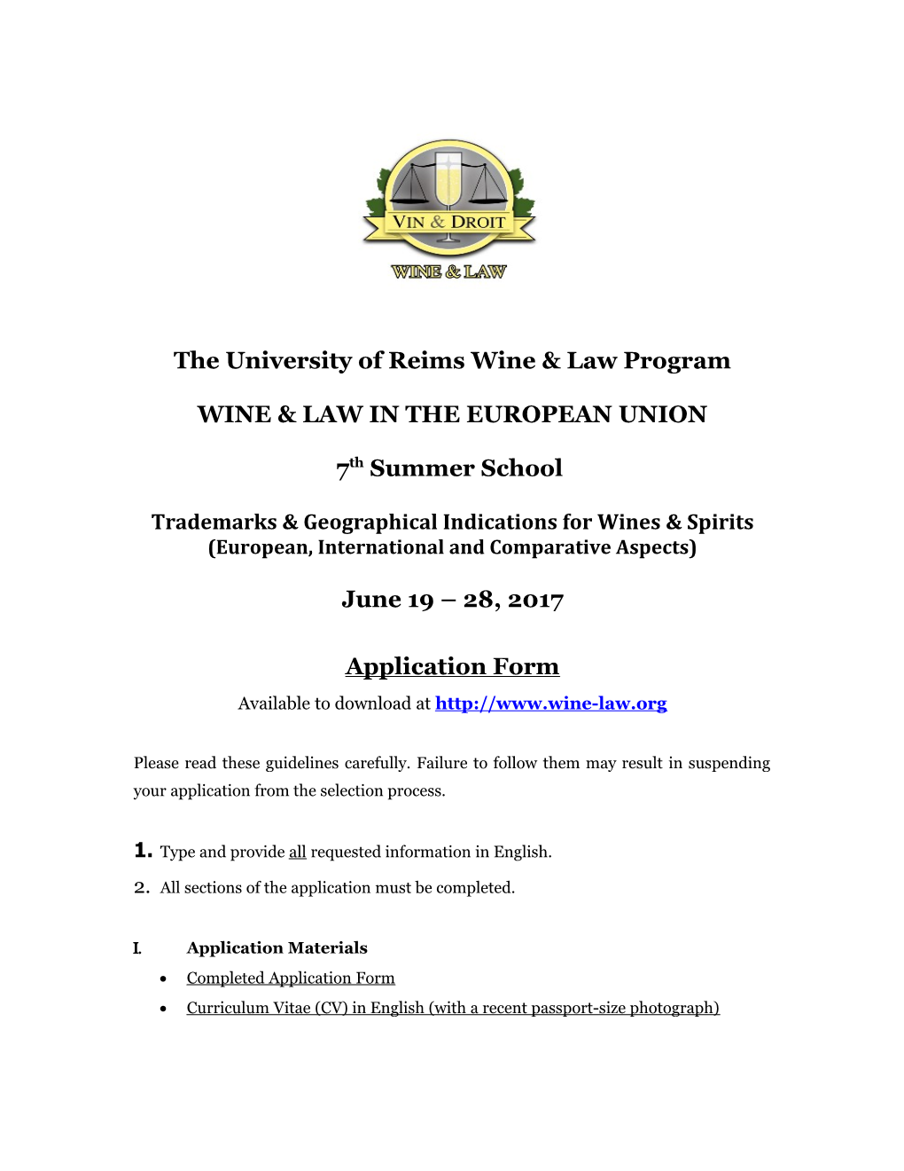 The University of Reims Wine & Law Program